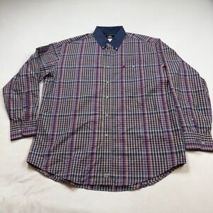 PBR Professional Bull Riders Plaid Button Down Shirt Mens Large Western Cotton